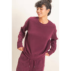 Waffle Knit Crew SET: DARK CHERRY
