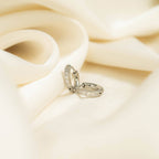 Silver Dainty Diamond Huggie Earrings - E114