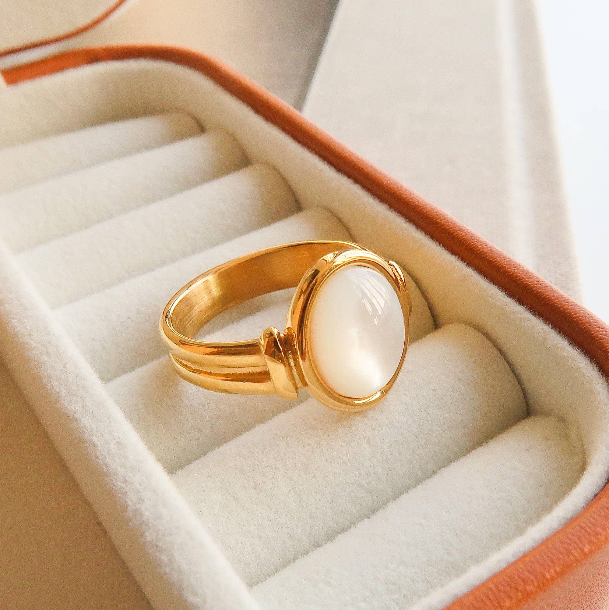 Classic Shell Stone Ring : A102