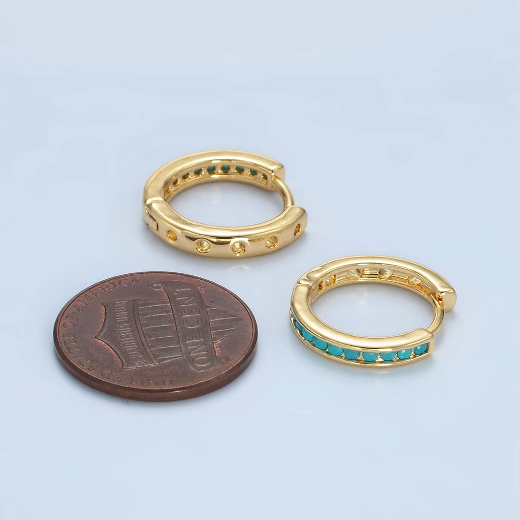 Turquoise Glow Huggies Earrings - E29