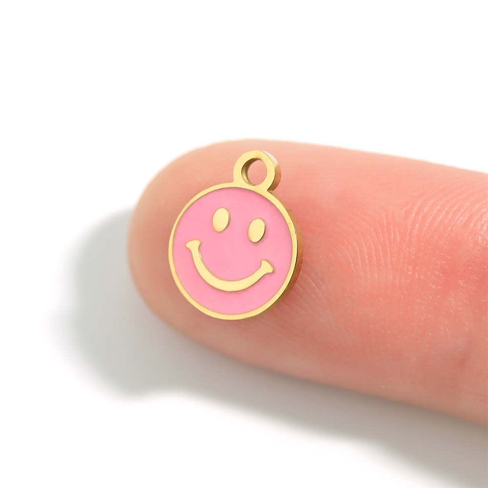 Pink Smiley Face Charm - C39