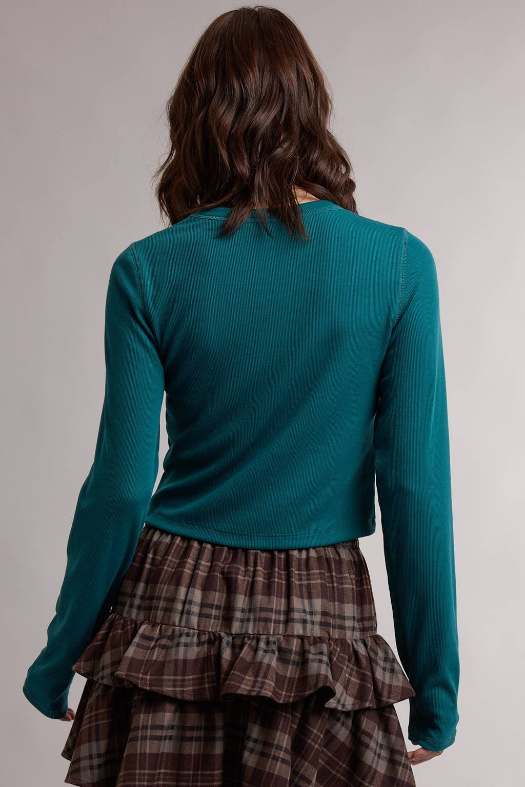 BASIC RIBBED LONG SLEEVE TOP / WL26-12635: BURGUNDY