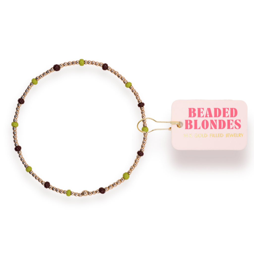 Penelope Bracelet in Dark Brown and Olive Green: Standard 6.75 inch