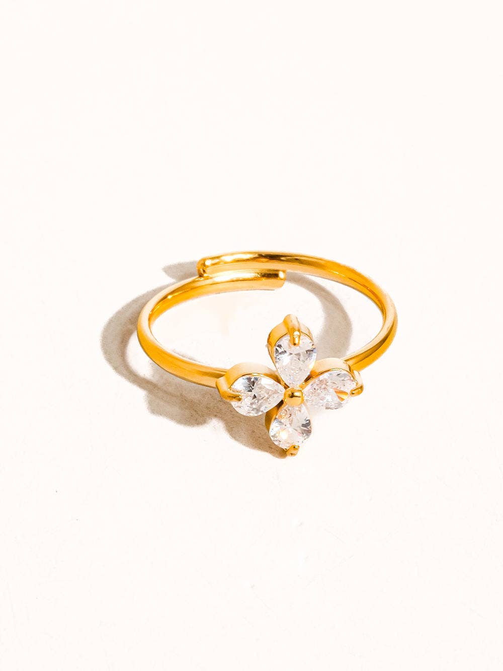 Diamond Clover Adjustable Ring - A136