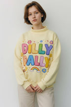 DILLYDALLY | Graphic Reversible Sweatshirt: Butter yellow