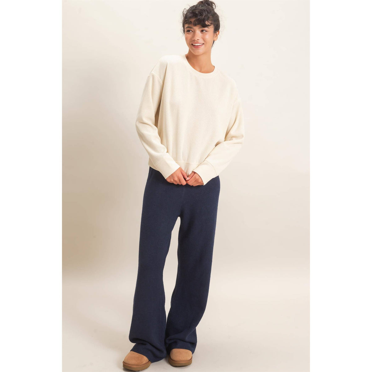 Waffle Knit Crew SET : ALPACA