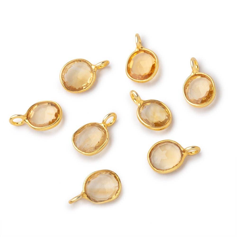 Vermeil Bezel Citrine Rose Cut Oval Charm - C255