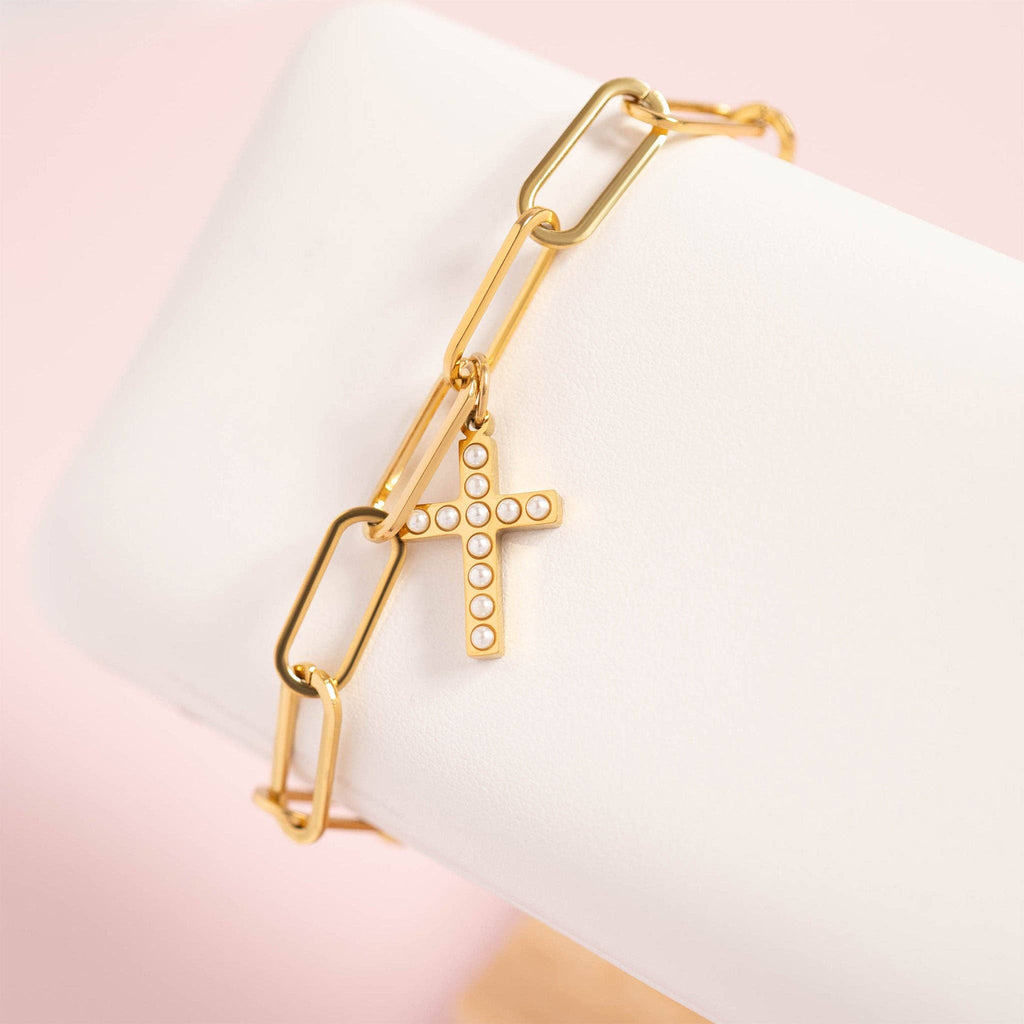 Cross Pearl Charm - C133