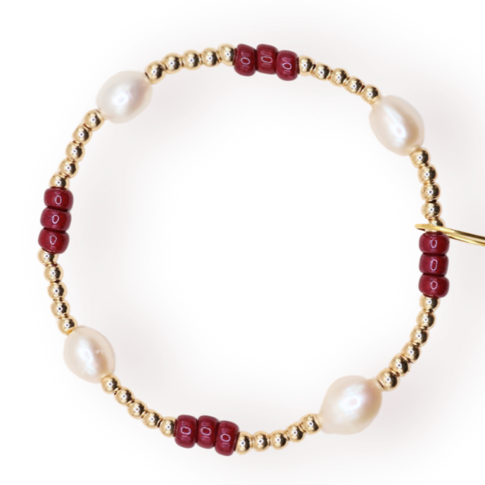 Maroon Pearl Poppi Bracelet - S81