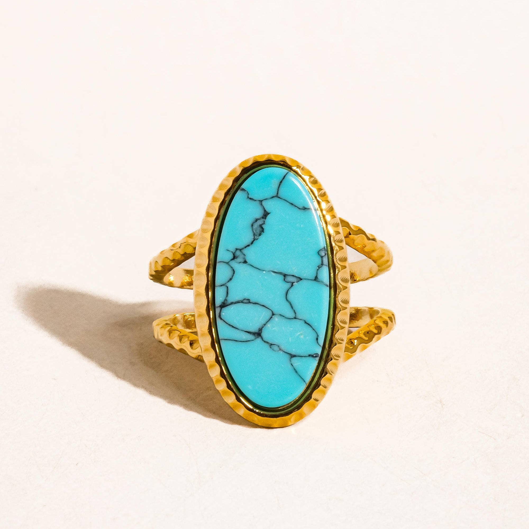 Turquoise Natural Stone Adjustable Ring - A46