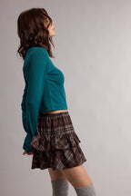 BASIC RIBBED LONG SLEEVE TOP / WL26-12635: BURGUNDY