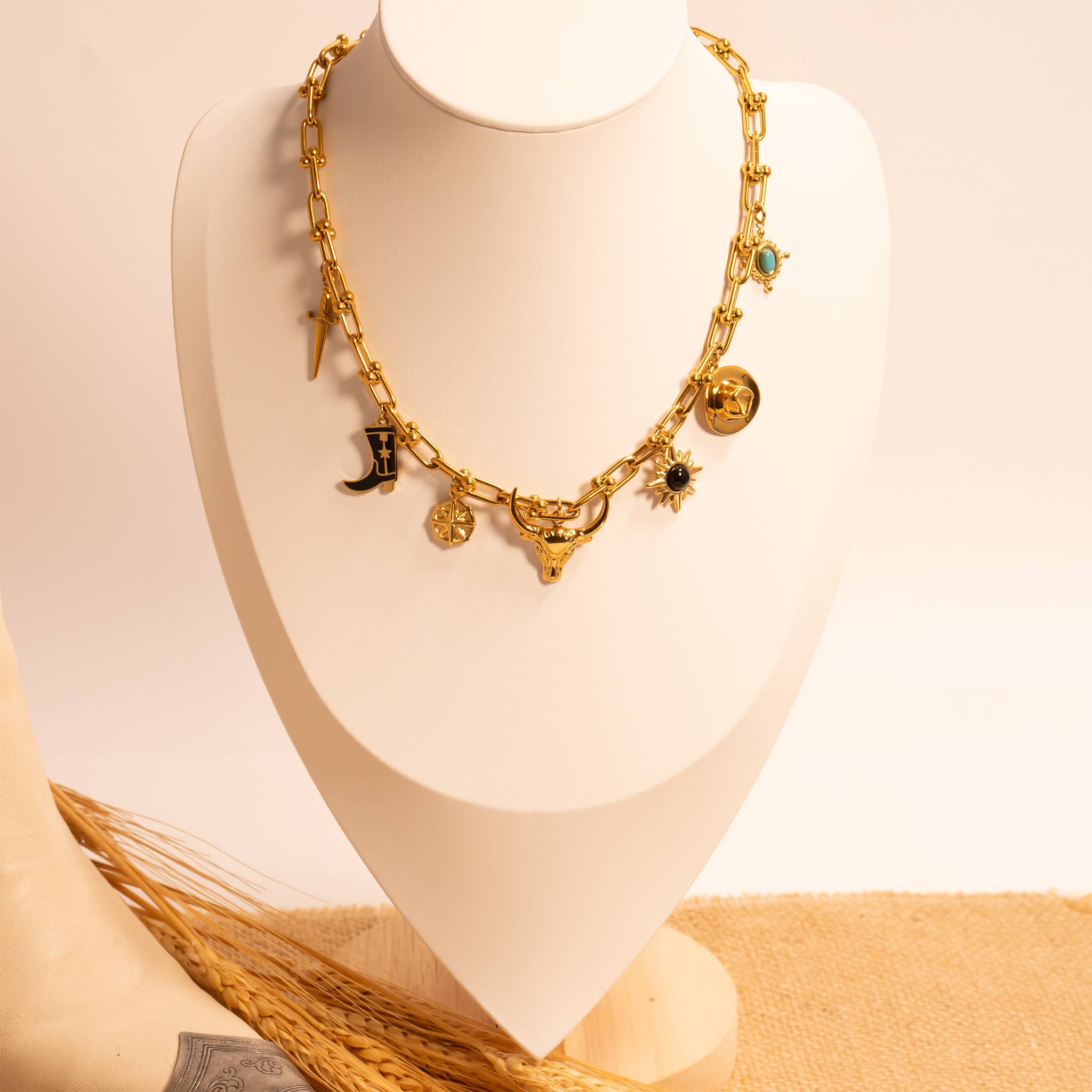 Black Stone Sun Charm - C149