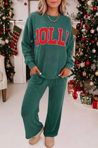 MERRY Christmas Graphic Corded Pants Set
