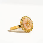 Rose Round Stone Ring- A42