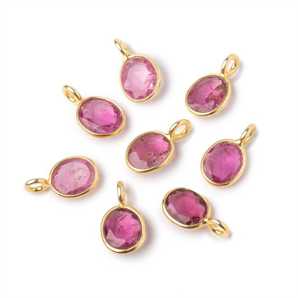 Vermeil Bezel Pink Tourmaline Rose Cut Oval Charm - C250