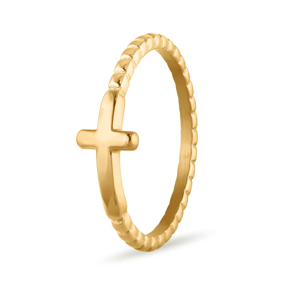 Beaded Stackable Cross Ring: A118