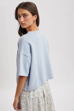 BUTTON-UP SWEATER KNIT TOP / taupe