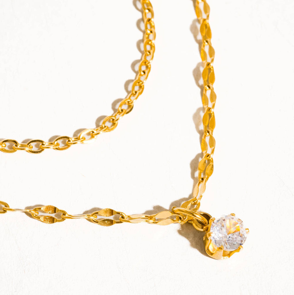 Dainty Diamond Kiss Layered Necklace - N55