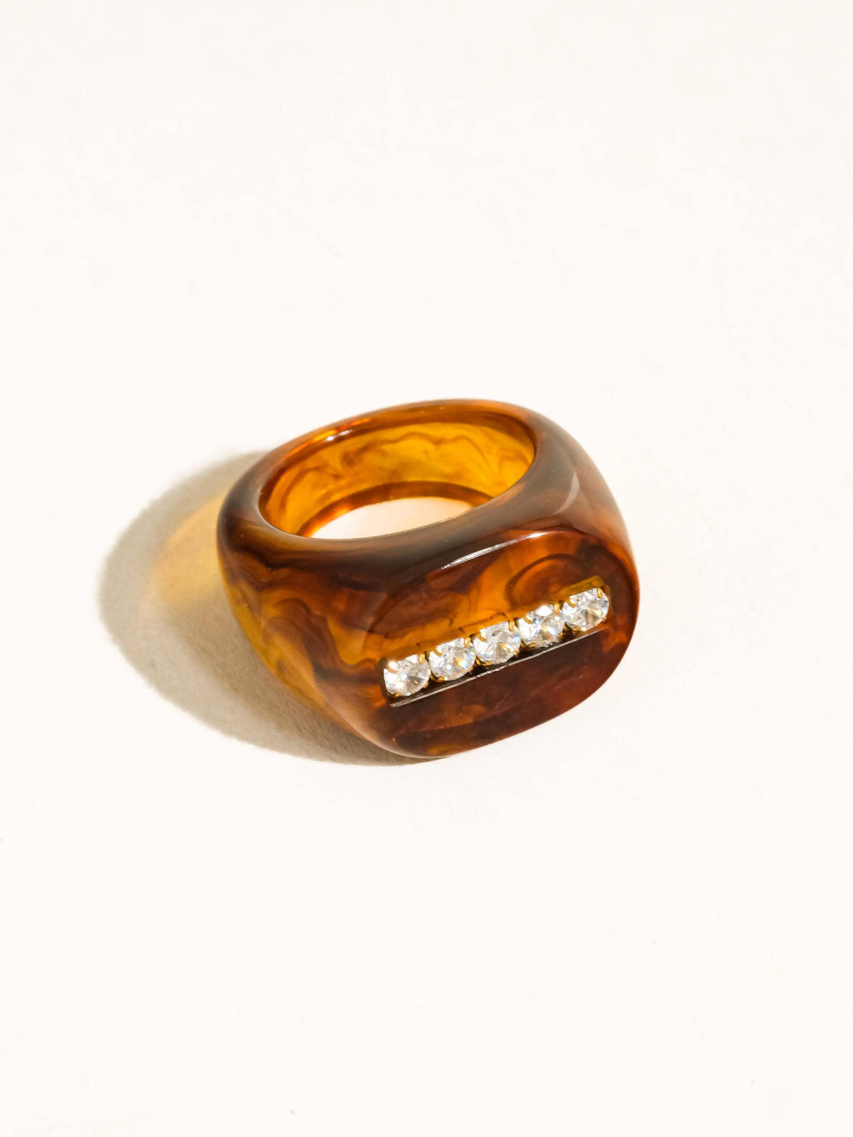 Amber Resin CZ Ring - A150