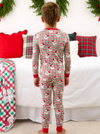 SoftSnooze™ Kids Bamboo Viscose Red & Green Dear Santa Christmas Long Sleeve Pajama Set: Multi-Color