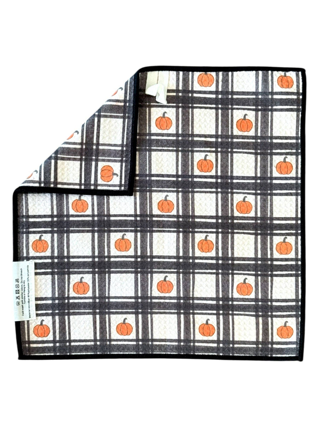 Grid of Gourds: Double-Sided Washcloth: Black/White / 12x12 in /