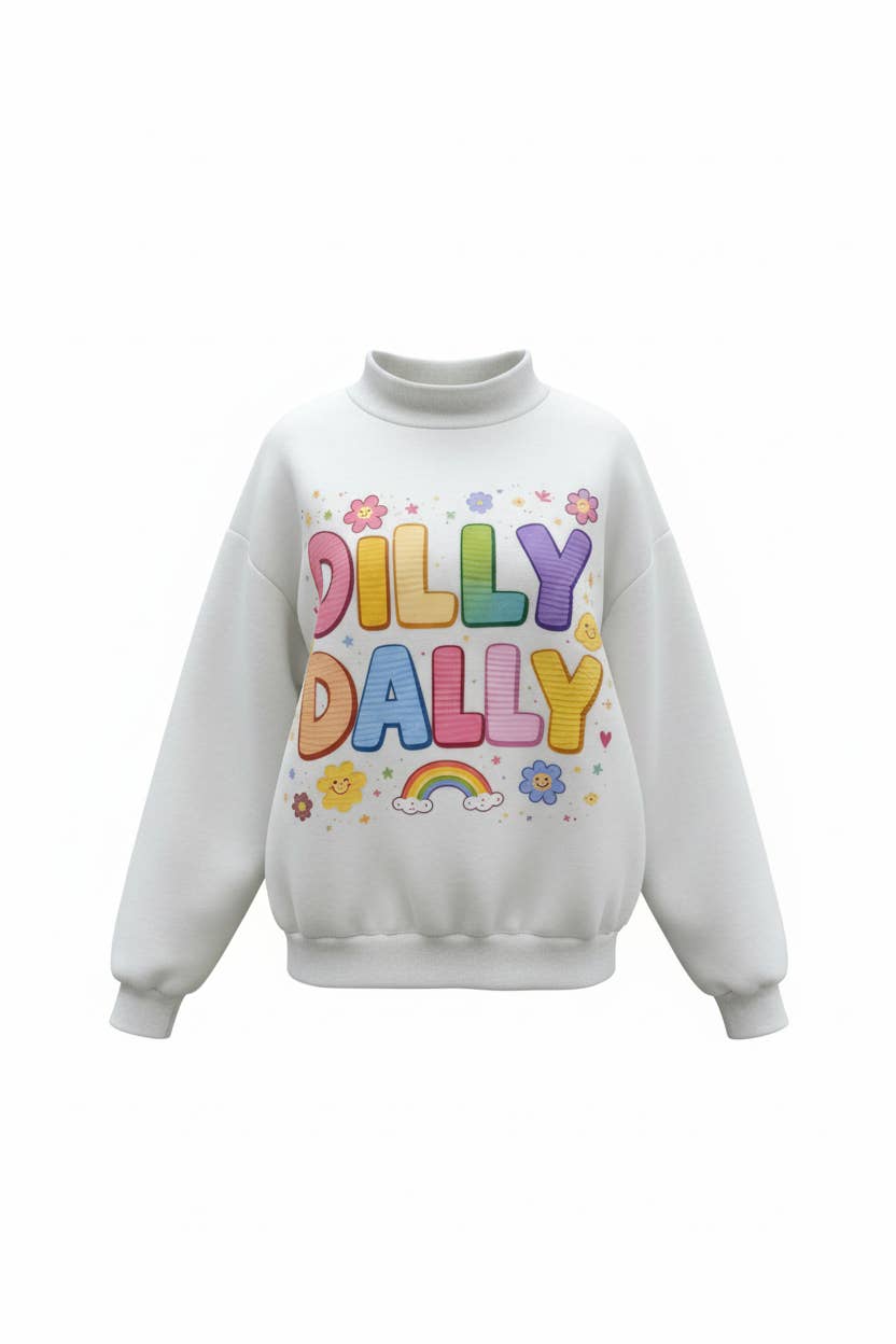 DILLYDALLY | Graphic Reversible Sweatshirt: Butter yellow