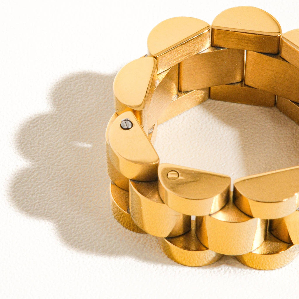 Golden Watch Band Ring - A86