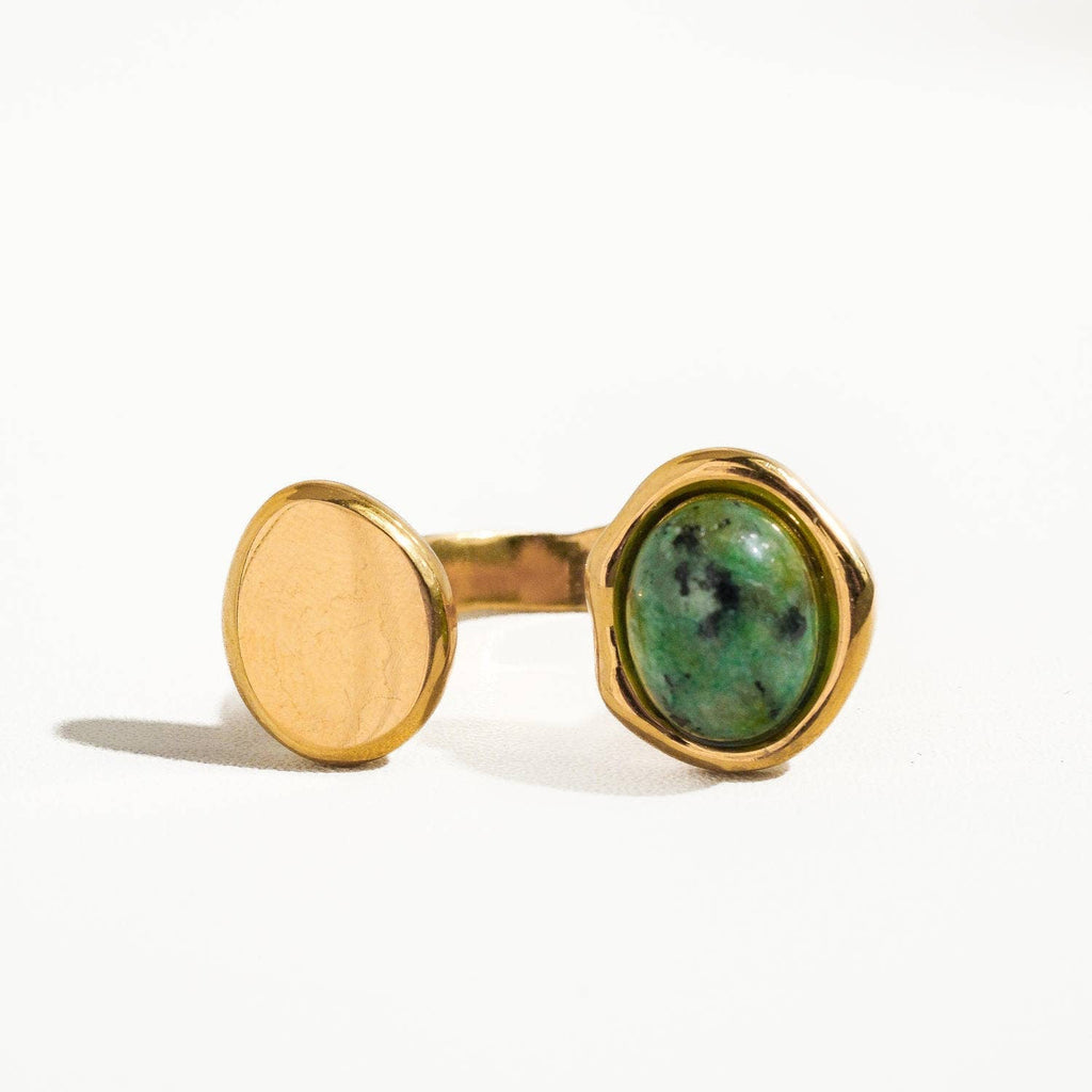 Peacock Boho Adjustable Ring with Statement Stone - A47