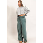 Wide Leg Mineral Wash Pants: BLACK