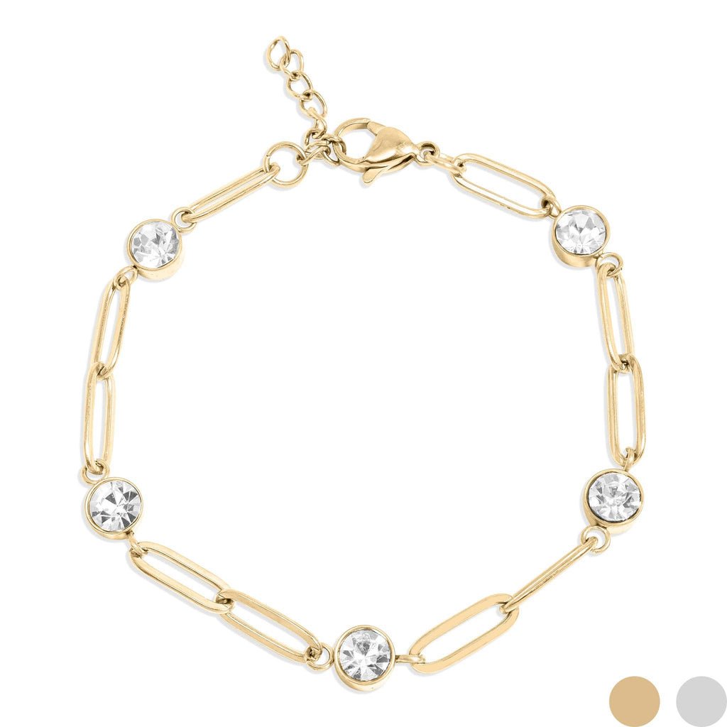 Stone Paperclip Chain Bracelet - S136
