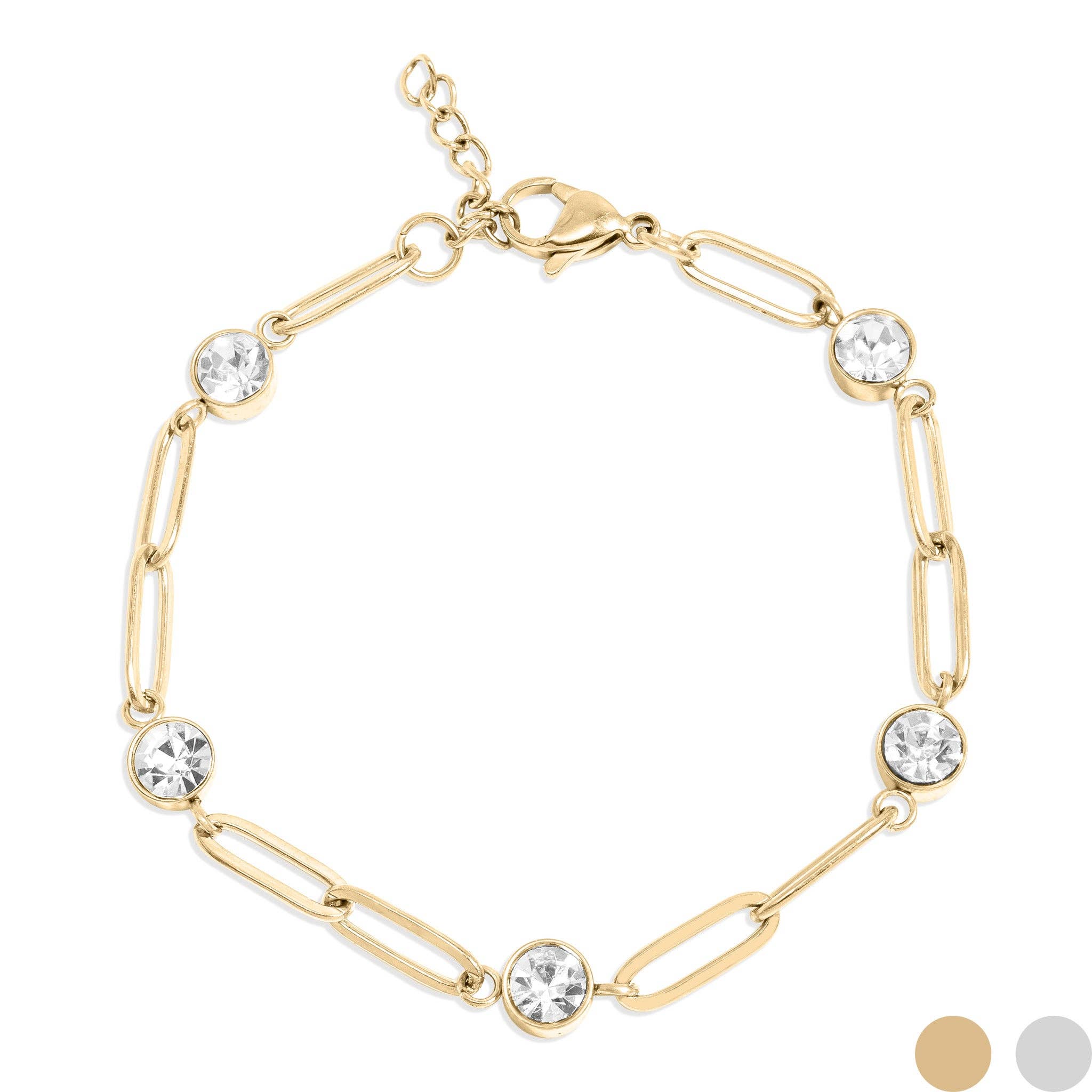 Stone Paperclip Chain Bracelet - S136