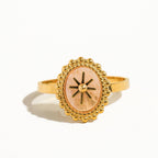 Rose Round Stone Ring- A42