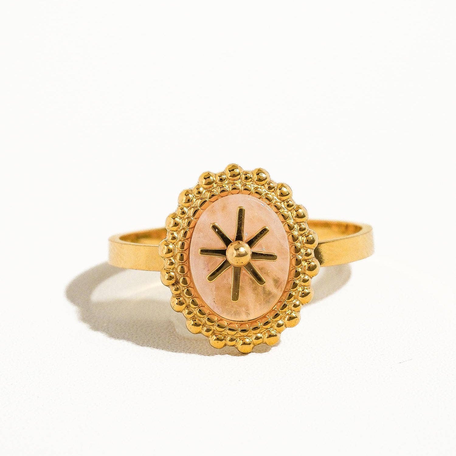 Rose Round Stone Ring- A42