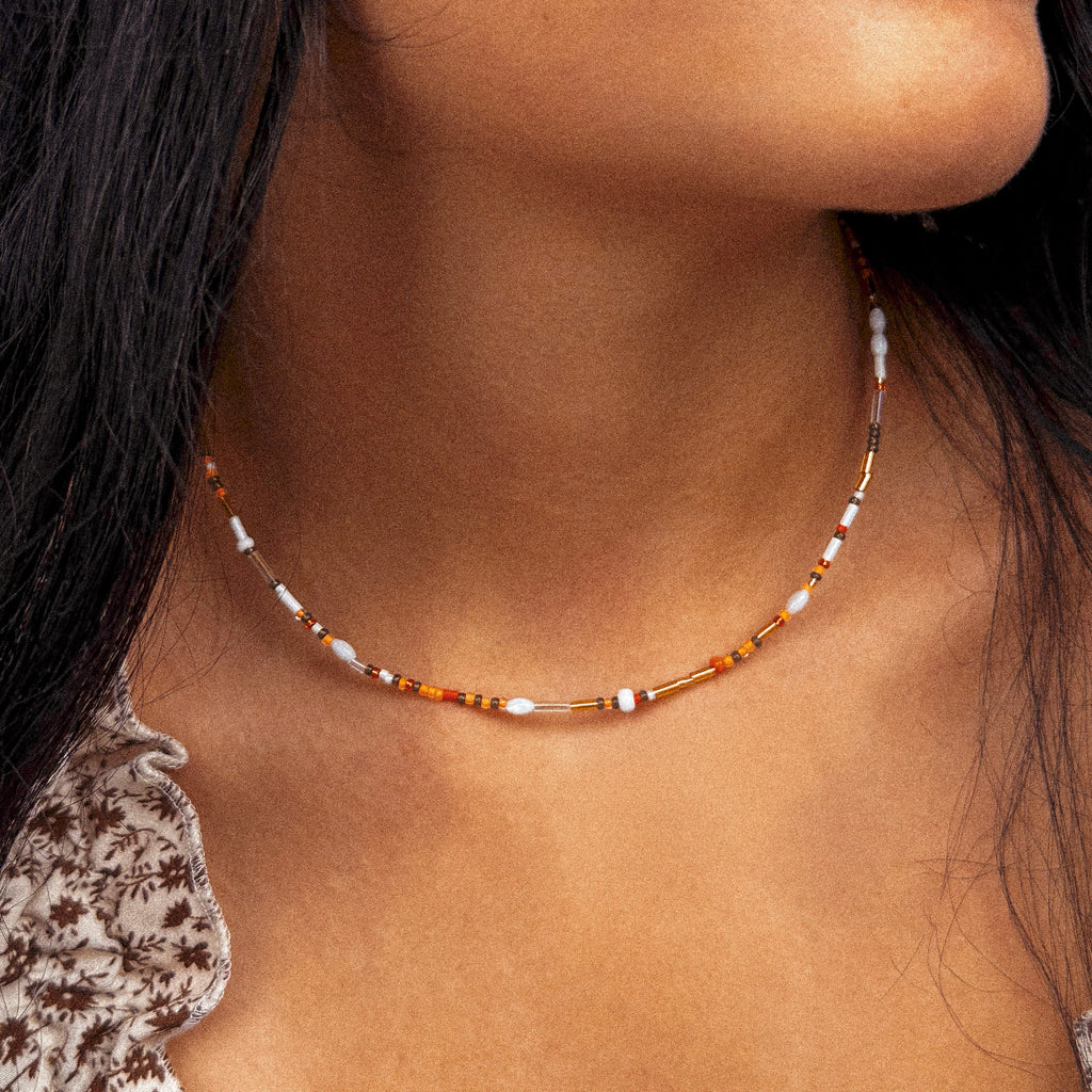 Orange & White Necklace - N73