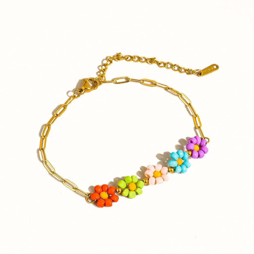 Beaded Daisy Color Pop Bracelet - S139