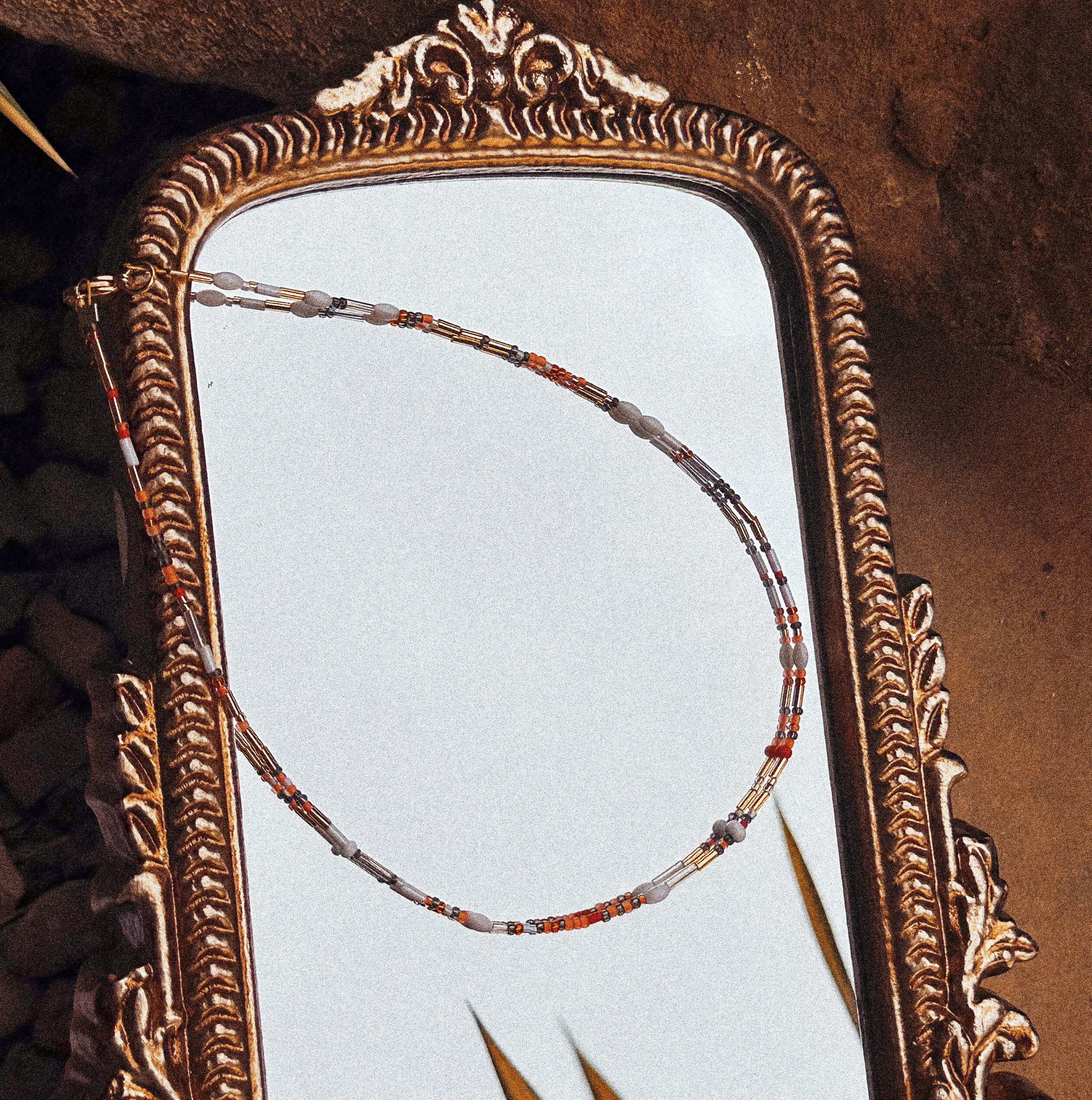 Orange & White Necklace - N73