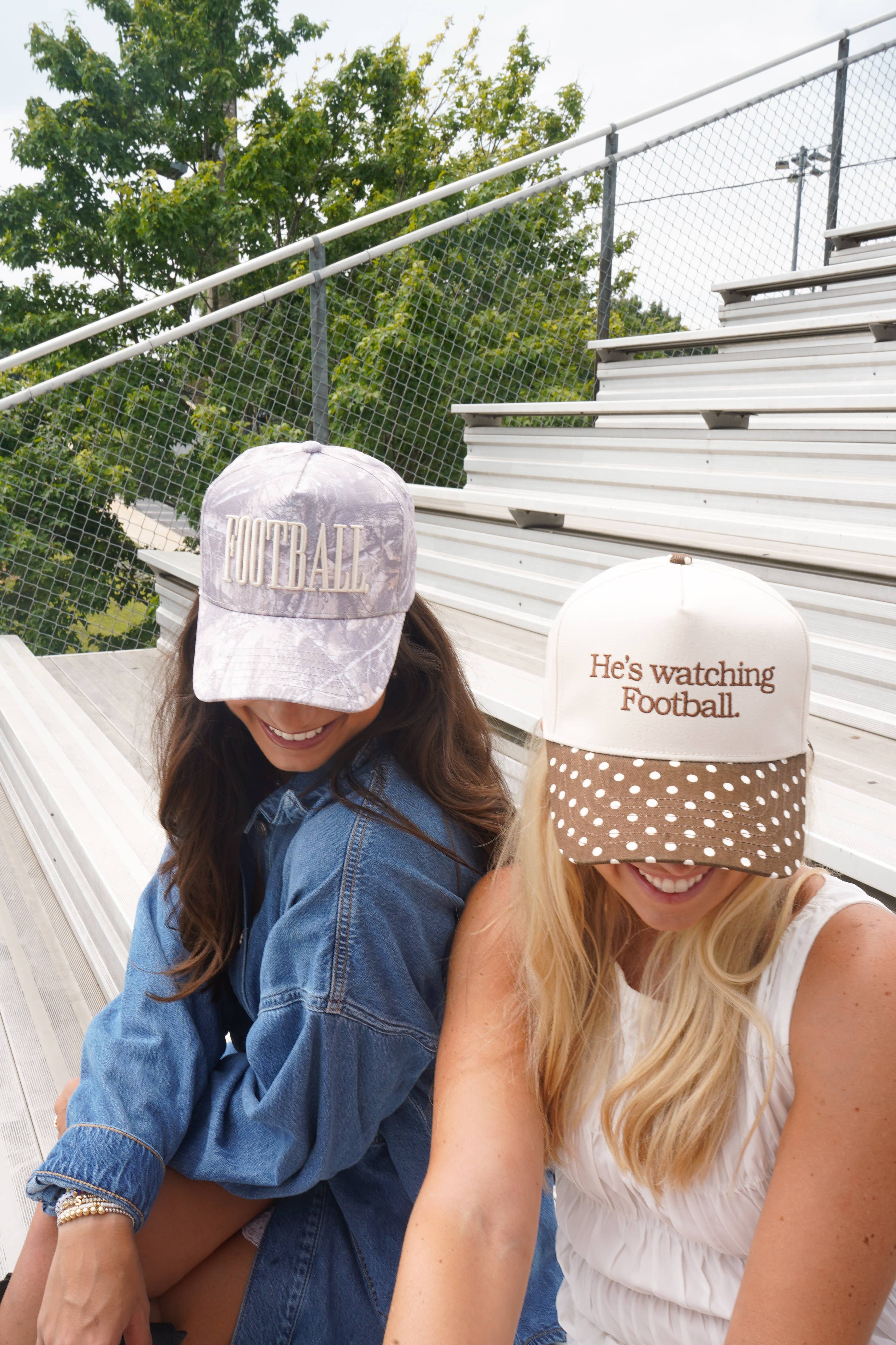 He's Watching Football - Brown Polka Dot Hat