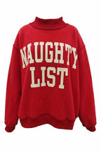 NICELIST | Reversible Slogan Mockneck Pullover: Red