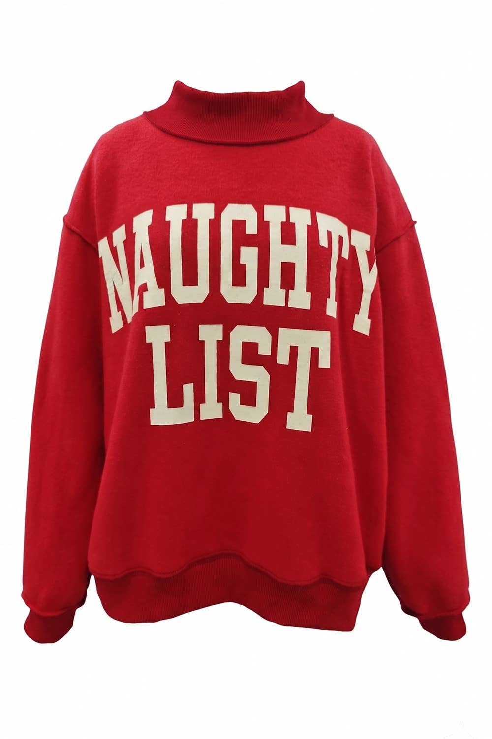 NICELIST | Reversible Slogan Mockneck Pullover: Red
