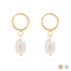 Freshwater Pearl Huggie Charm Earrings - E6