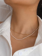 Freshwater Pearl Layered Chain Necklace - N105