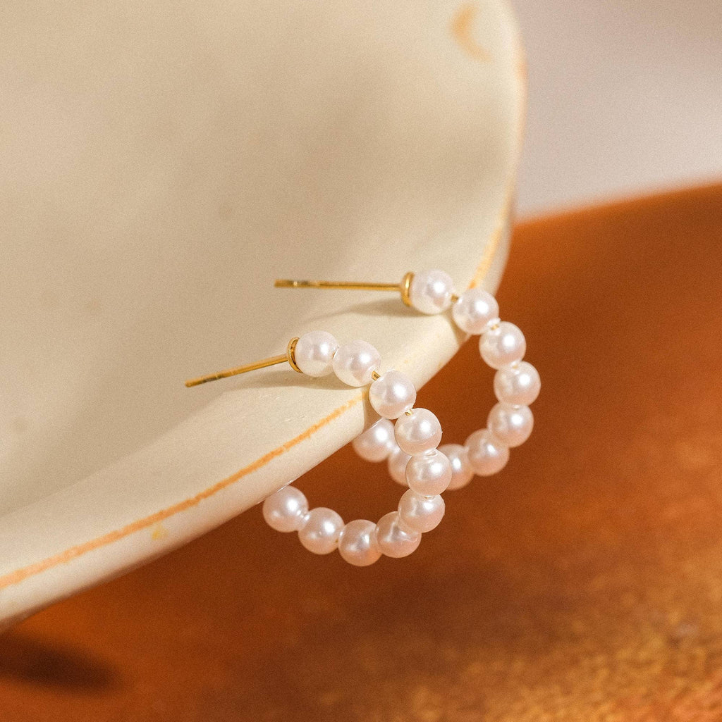 Pearl Hoop Earrings - E51