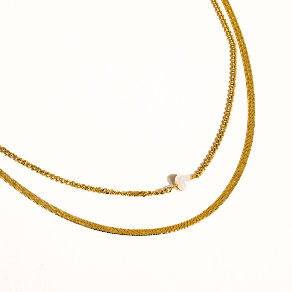 Layered Pearl Chain Necklace: N117
