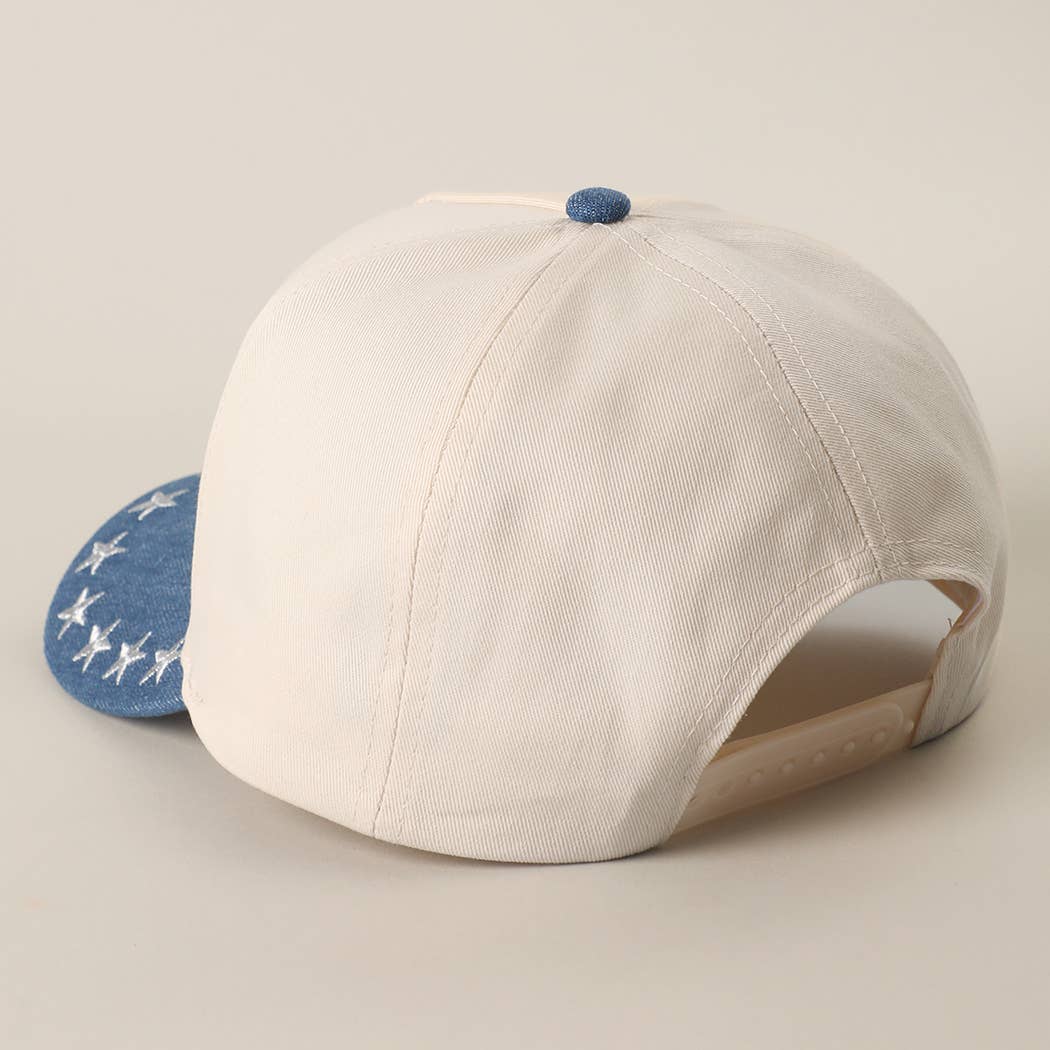 YEEHAW AMERICA Embroidered Star Denim Trucker Hat : H1