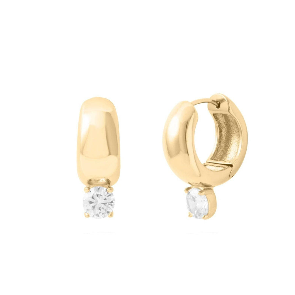 Diamond Chunky One Stone Earrings - E130