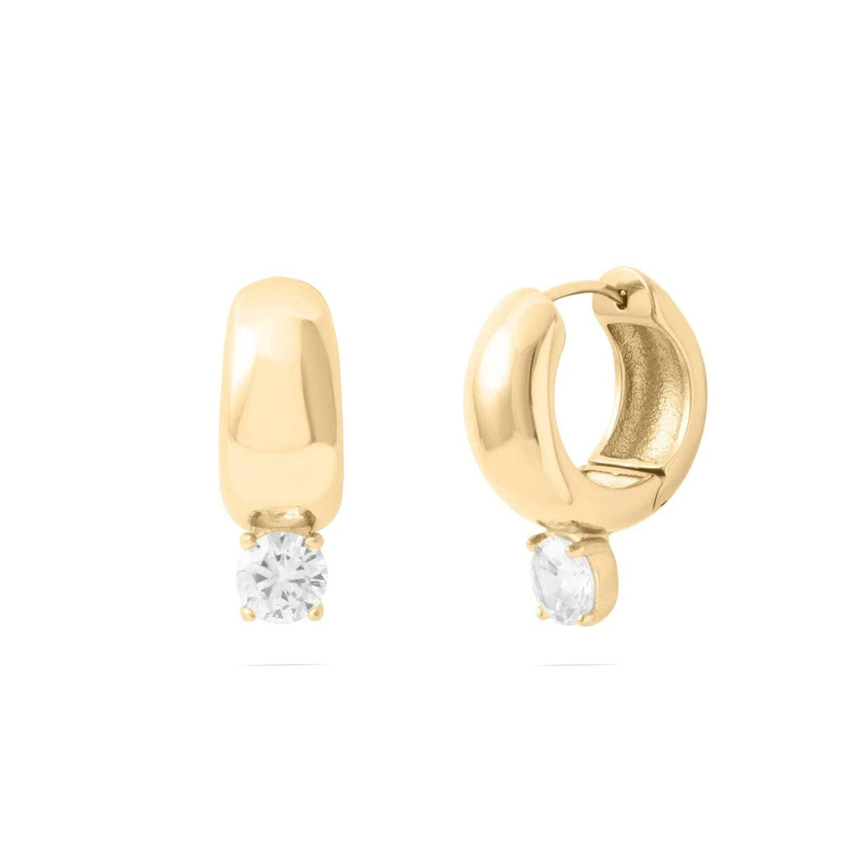 Diamond Chunky One Stone Earrings - E130