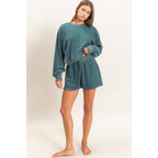 Contrast Sweatshirt & Shorts Set: CHARCOAL