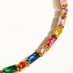 Gold Multicolor CZ Chain Bracelet - S140
