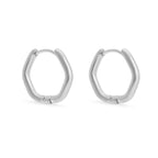 Silver Rounded Geometric Hoop Earrings - E124