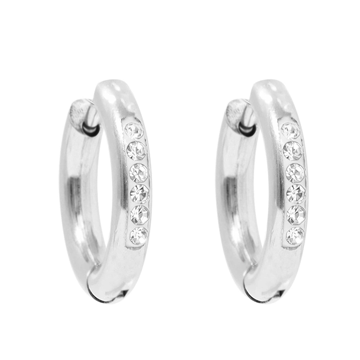 Silver (medium) CZ Hoop Earrings - E133